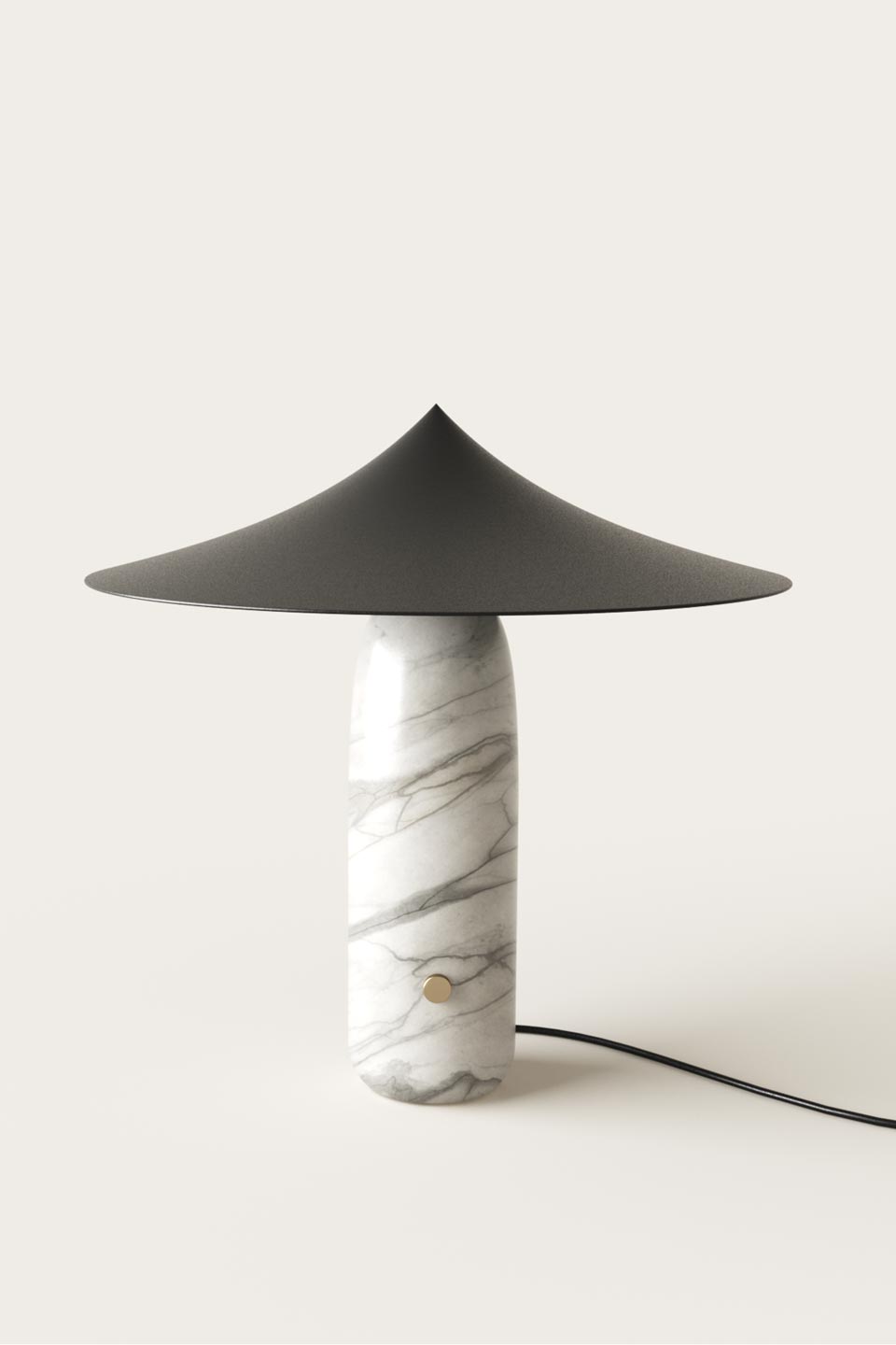 Table lamp in white marble and black metal Kine. Aromas. 