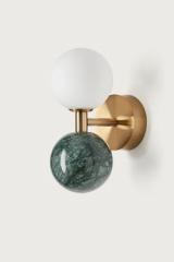 Dalt wall lamp in green marble and white glass. Aromas. 