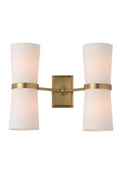 Applique classique 2 lumières en laiton antique Inwood. Arteriors. 