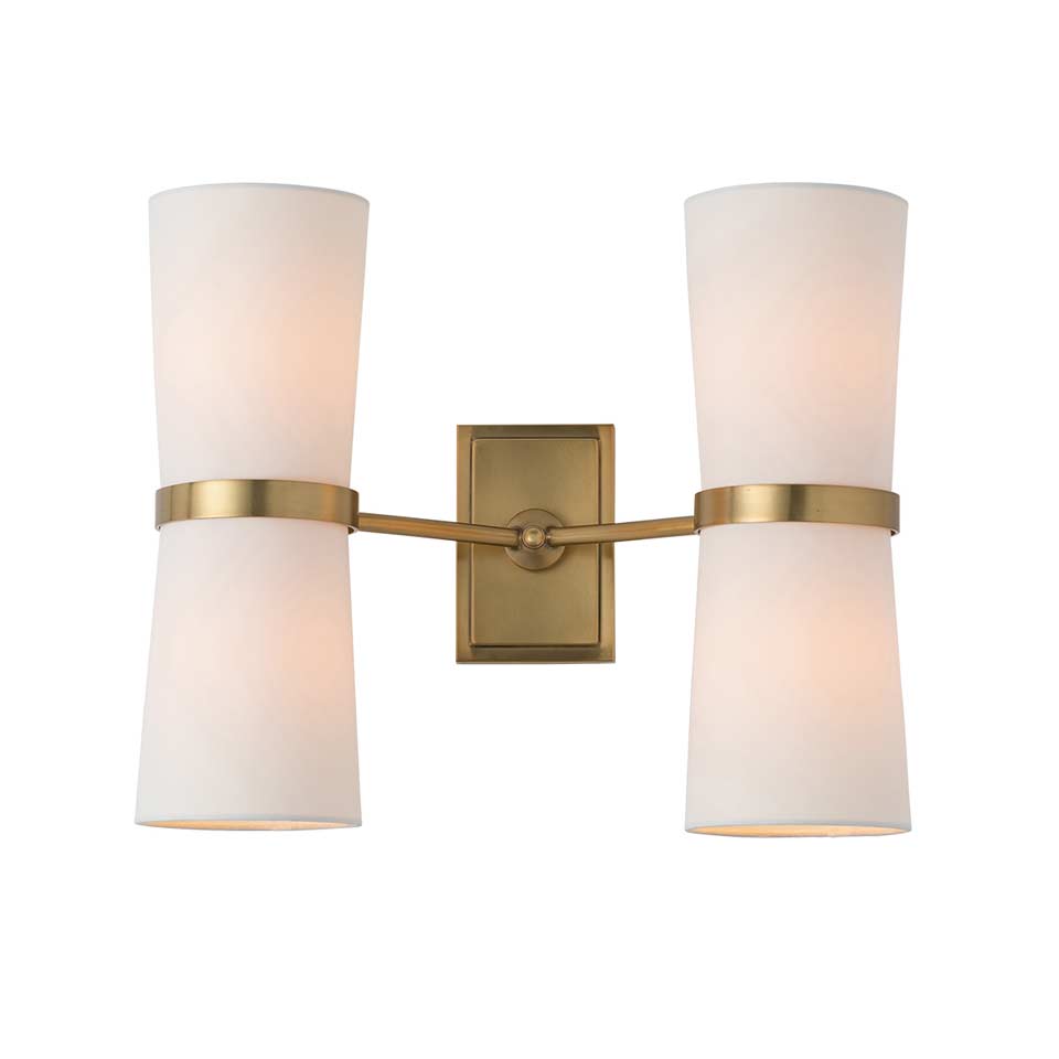 Applique classique 2 lumières en laiton antique Inwood. Arteriors. Applique classique 2 lumières en laiton antique Inwood. Arteriors.