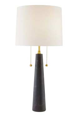 Grande lampe de table classique en marbre noir Sidney. Arteriors. 