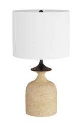 Grande lampe de table en travertin et métal bronze Bridgeport. Arteriors. 