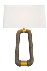 Lampe de table en pierre graphite et laiton vieilli Gianni. Arteriors. 