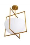 Suspension lanterne en laiton antique et verre opale Royce. Arteriors.