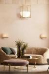 Suspension lanterne en laiton antique et verre opale Royce. Arteriors.