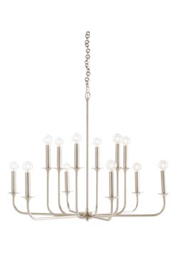 Lustre en argent antique Breck 12 lumières. Arteriors. 