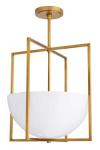 Suspension lanterne en laiton antique et verre opale Royce. Arteriors. 