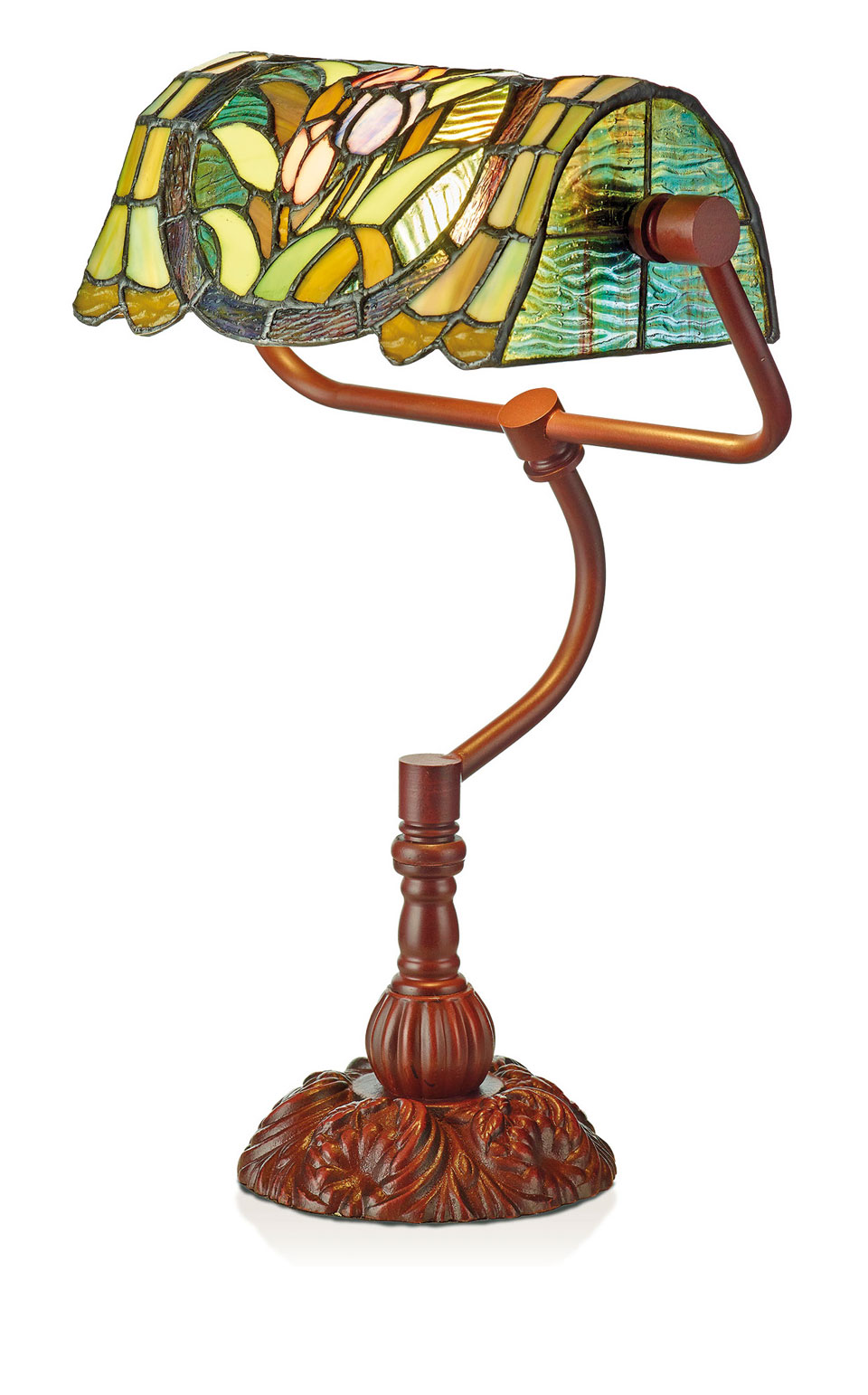 Lampe de bureau bibliothèque Tiffany thème végétal. Artistar. 