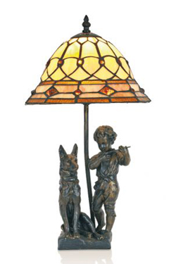 Lampe de table Belle Epoque avec cabochons et losanges. Artistar. 