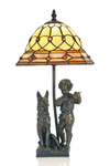 Lampe de table Belle Epoque avec cabochons et losanges. Artistar. 