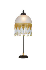 Lampe de table Méduse blanche et perles dorées et blanches. Artistar. Lampe de table Méduse blanche et perles dorées et blanches. Artistar.