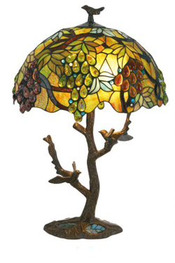 Lampe de table Tiffany motif vigne . Artistar. 