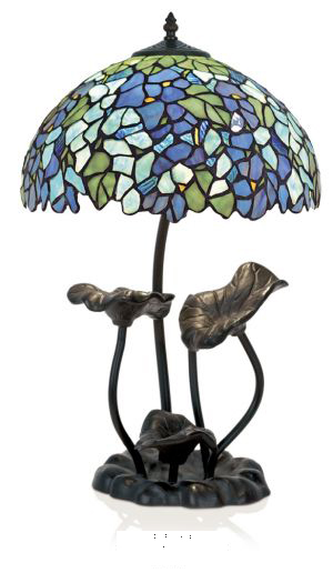 Lampe de table Tiffany pétales bleus. Artistar. 