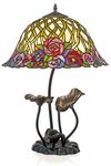 Lampe de table Tiffany rosier et feuilles . Artistar. 