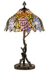 Lampe de table Tiffany végétale et pied branche. Artistar. 