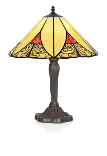 Lampe de table Tiffany de verre jaune et rouge. Artistar. 