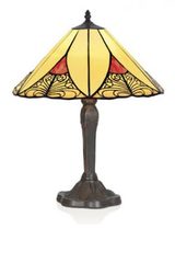 Lampe de table Tiffany de verre jaune et rouge. Artistar. Lampe de table Tiffany de verre jaune et rouge. Artistar.