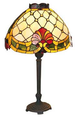 Maxime lampe style Tiffany coquille jaune et rouge. Artistar. 
