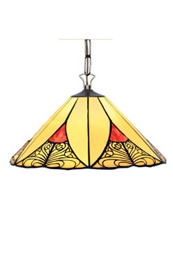 Suspension Tiffany de verre jaune et rouge. Artistar. 