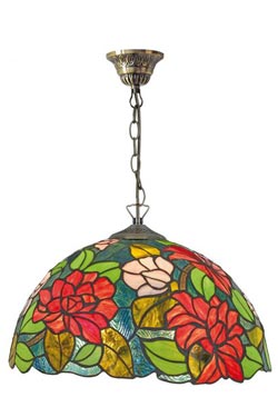 Suspension Tiffany fleurs rouges. Artistar. 