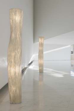 Floor lamp with cylinder pleated white fabric shade Gea. Arturo Alvarez. 