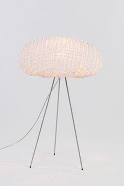Tripod white lamp in fabric Simetech Tati. Arturo Alvarez. 