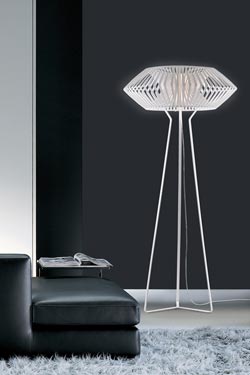 V White graphic floor lamp. Arturo Alvarez. 