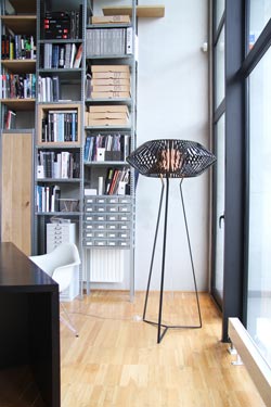 Black graphic floor lamp V. Arturo Alvarez. 