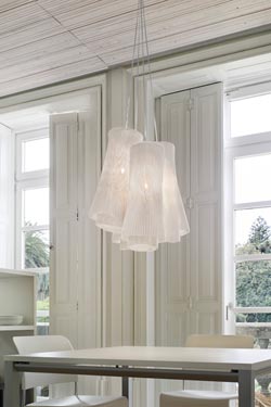 Tempo Andante white flared pendant lamp. Arturo Alvarez. 