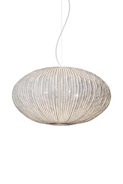 White round pendant in pleated and painted fabric Coral. Arturo Alvarez. 