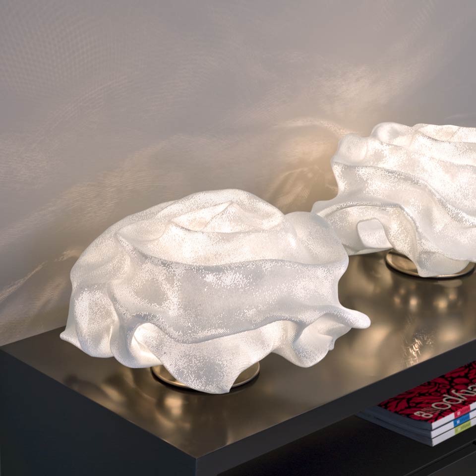 Nevo white flower fabric table lamp. Arturo Alvarez. 