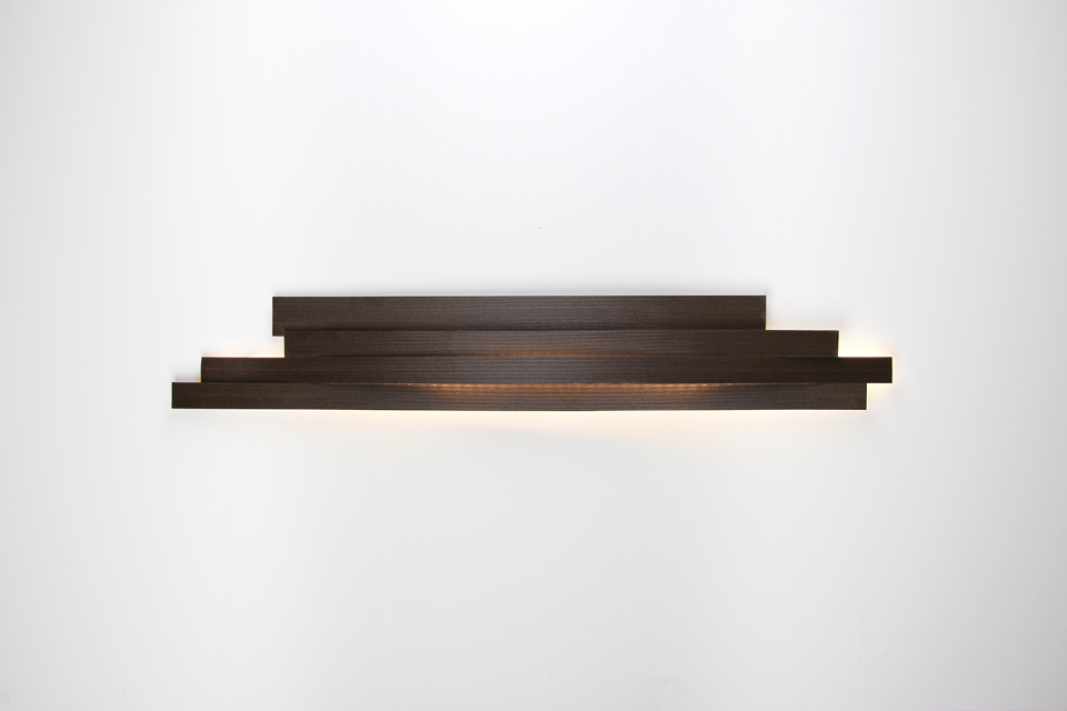 Li long and large brown pressed cellulose LED wall lamp . Arturo Alvarez. 