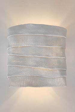 Small pleated white folded fabric wall lamp Kala. Arturo Alvarez. 