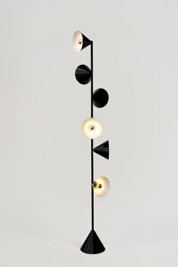 Design black metal floor lamp 6 lights. Atelier Areti. 