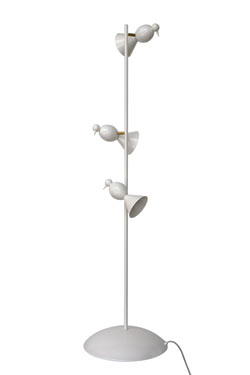 Lampadaire blanc design Alouette 3 oiseaux. Atelier Areti. 