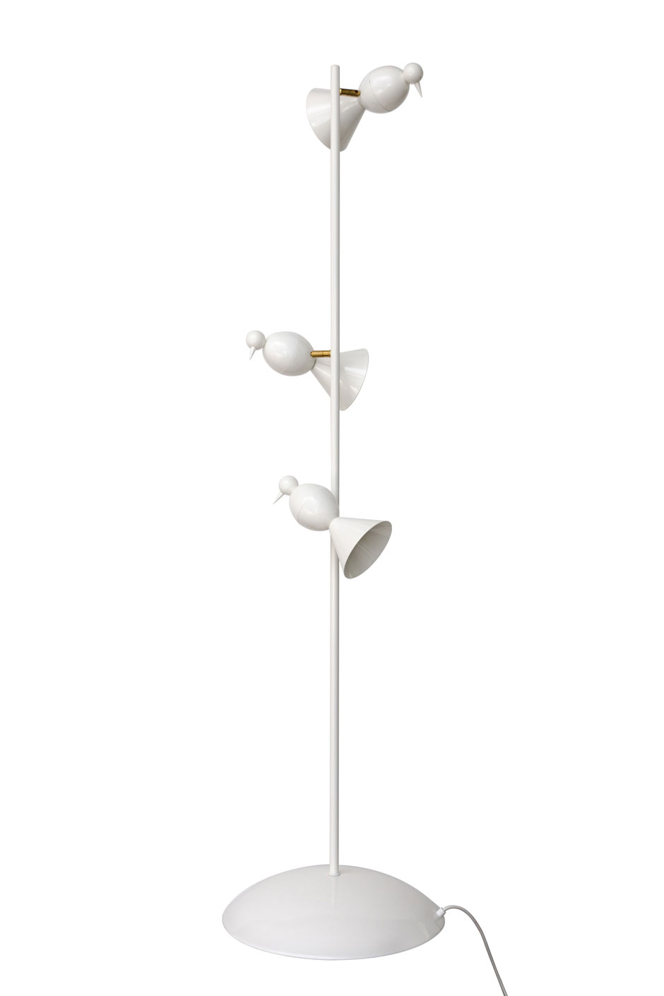 Lampadaire blanc design Alouette 3 oiseaux. Atelier Areti. 