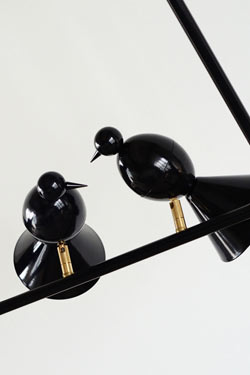 Suspension Alouette design noire 3 oiseaux. Atelier Areti. 