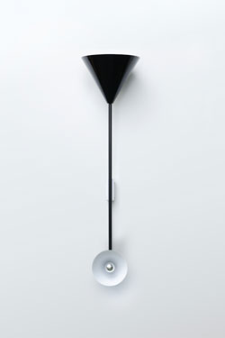 Design black double cone metal wall light. Atelier Areti. 