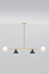Balancing Variation symmetrical pendant lamp 4 lights on rod . Atelier Areti. 