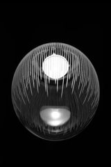 Kirshlag pendant globe in blown  engraved crystal drawing no 1 small model. Atelier Areti. 