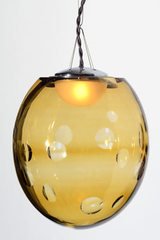 Small blown crystal pendant light Kalin amber. Atelier Areti. 