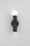 Birch 438 minimalist wall light in black metal and white glass. Atelier Areti. 