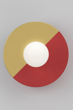 Two-tone gold and red Disc wall light. Atelier Areti. 