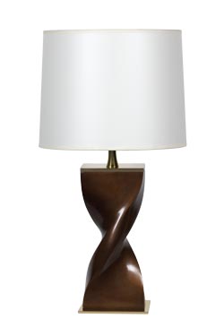 Helico lampe de table pied en torsade de bronze. Ateliers&Torsades. 