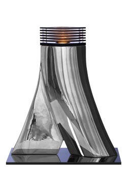 Jog lampe de table prestige en aluminium poli. Ateliers&Torsades. 