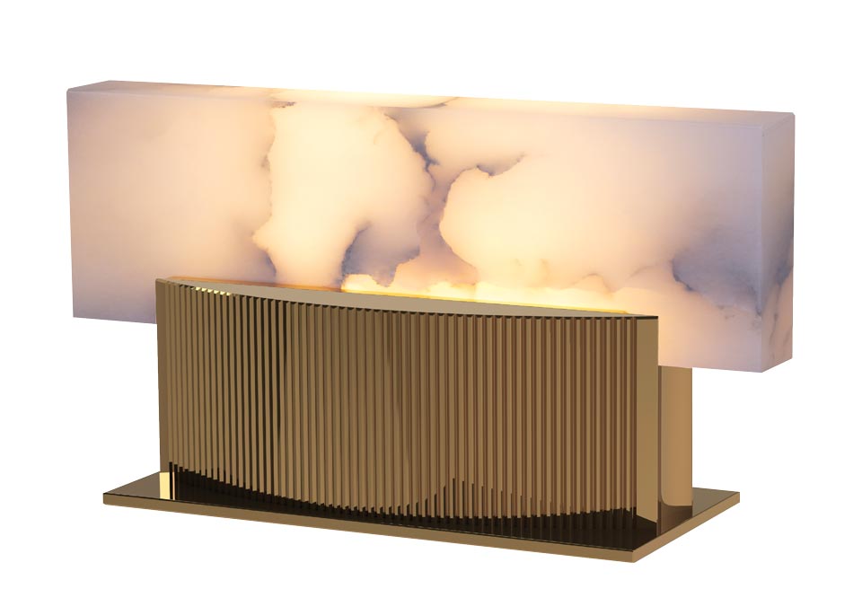Filao XL table lamp in polished bronze. Ateliers&Torsades. 