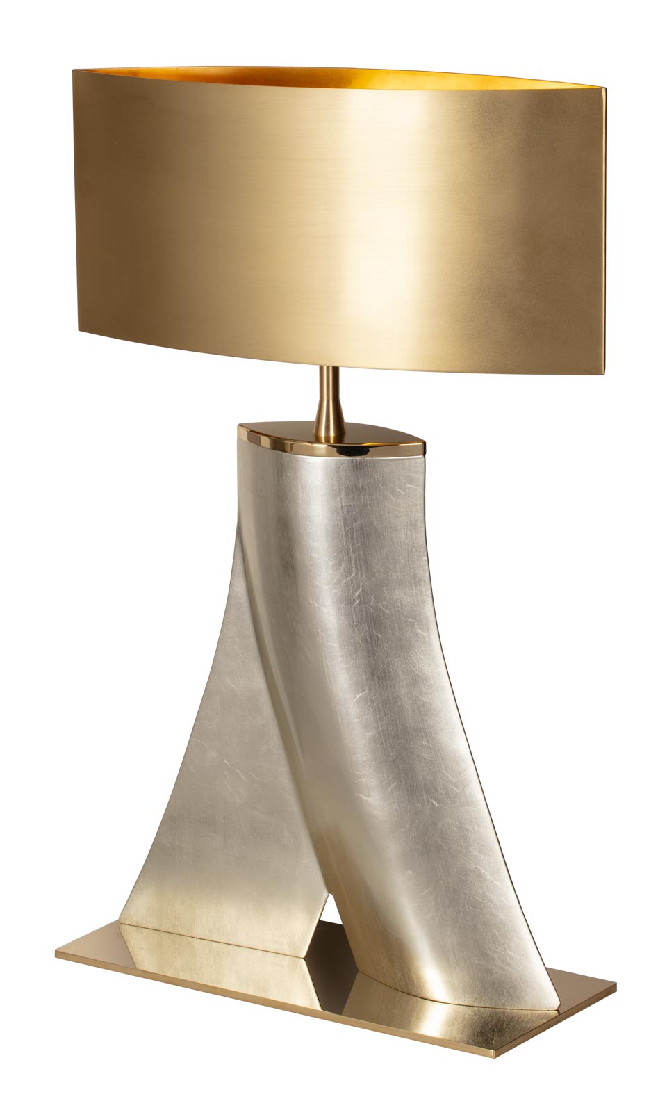 Jog Table Lamp In Aluminum With White, Table Lamps Gold Finish