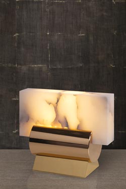 Kyros table lamp in solid bronze and alabaster. Ateliers&Torsades. 