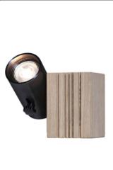 Table lamp cube in wood and dark chrome Wooden lamp. AXIS71. 