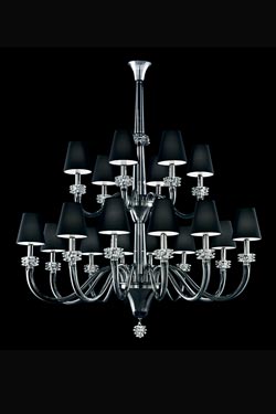 Amsterdam lustre gris chromé 18 lumières. Barovier&Toso. 